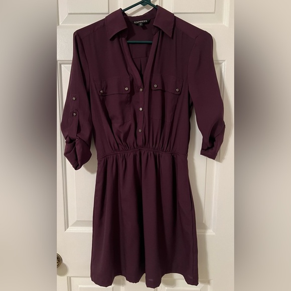 Express Purple Shirt Dress w/ Pockets - Picture 4 of 11